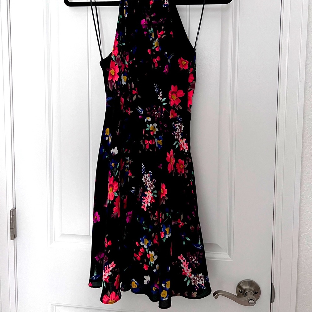 Black Sleeveless Dress with Vibrant Colorful Flowers